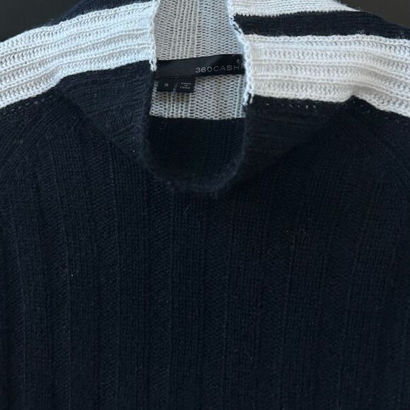 360 CASHMERE Jamie Colorblock Cashmere Blend Sweater Black White, Size S - Picture 11 of 11
